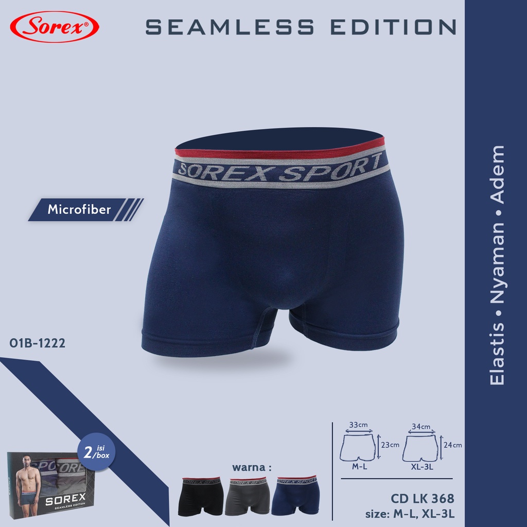 2 Celana Dalam Pria - SOREX MEN BOXER - SEAMLESS EDITION