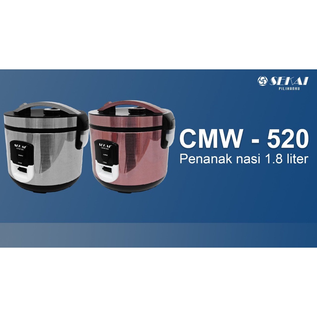 SEKAI Rice Cooker Magic Com CMW520 Penghangat Nasi 3 in 1 BODY STAINLES KAPASITAS 1.8 LITER