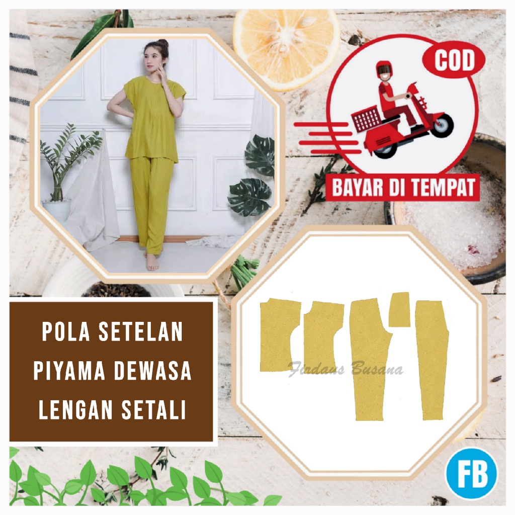 【COD】Pola Setelan Piyama Wanita Lengan Setali Dewasa | Pola Baju Wanita Lengkap | Pola Instan | Pola