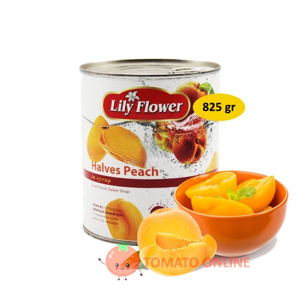 Lily Flower / Peach Halves In Syrup Buah Persik Kaleng / 825 Gr Gram