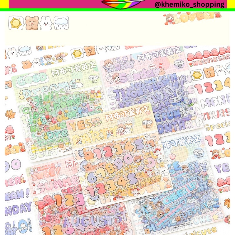 

STICKER TRANSPARANT PET ALPHANUMERIC LUCU WARNA PASTEL UNTUK DEKORASI BUKU JOURNAL JOURNALING SCRAPBOO SCRAPING BOOK MOTIF MOMO KERTAS NOTE CATATAN KECIL TEMA KARTUN JEPANG LUCU KAWAII CUTE STICKER DIARY LUCU AESTHETIC @khemikoshopping