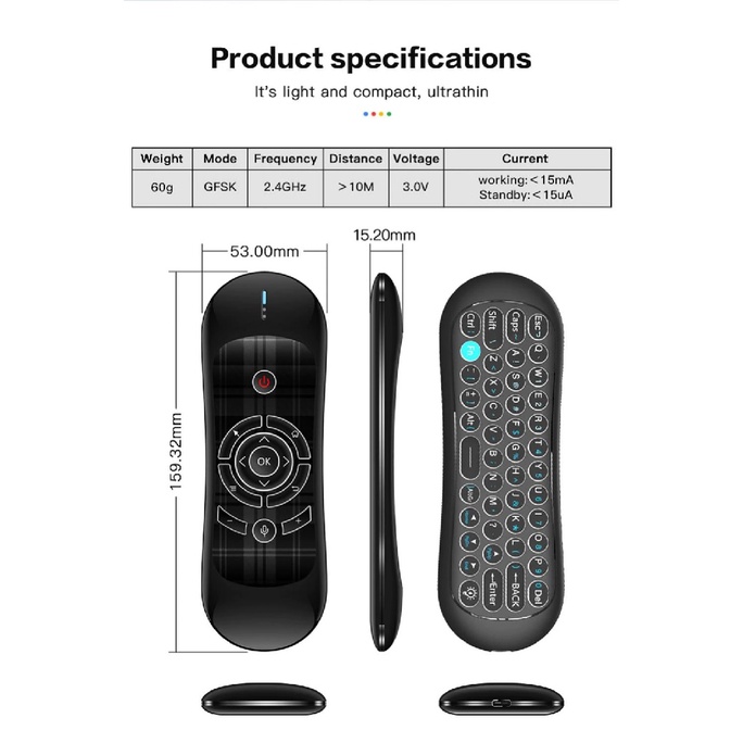 WECHIP R2 - 2.4G Wireless Mini Keyboard Air Mouse Remote Control Voice