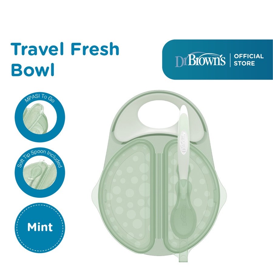 Dr. Brown's Travel Fresh Bowl and Snap in Spoon - Kotak Makan Anak