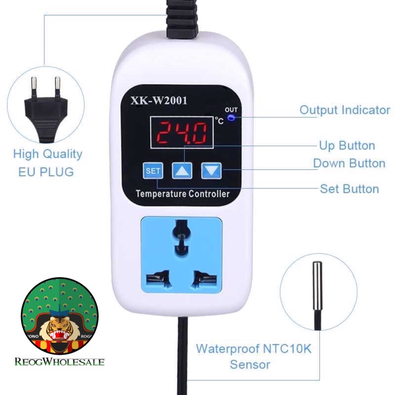 Temperature Controller, Thermostat with Switch, Stop Kontak, XK-W2001