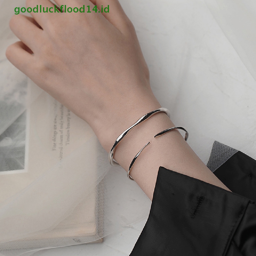 [GOOGFOUR] 999mobius Sterling Silver Gelang Elegan Fine Jewelry Open Bracelet Vintage Design Bangles Adjustable Fine Perhiasan Pesta Hadiah Aksesoris [TOP]