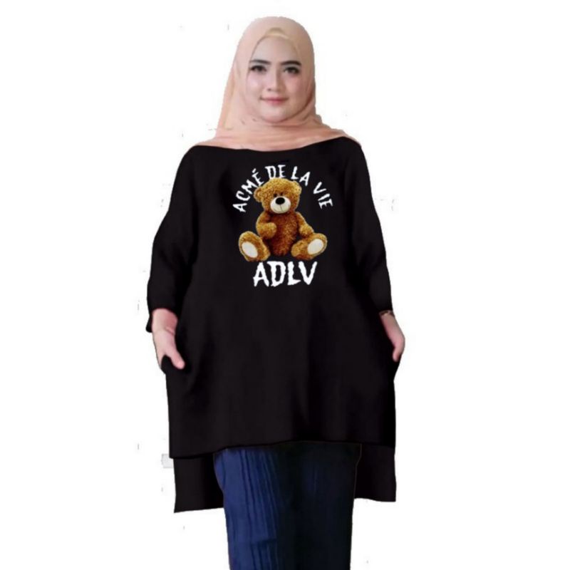 Atasan Baju Tunik Kaos Wanita Oversize LD 130 Cm Terbaru 2023 Viral Gambar DTF Bahan Kaos Babyterry . Atasan Baju Wanita Santai Tunik Wanita Dewasa Cewek Jumbo Kekinian Murah Big Size Teddy Bear