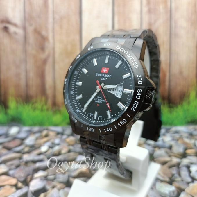 Jam Tangan Pria Swiss Army Analog Strap Rantai Hitam 3309G Original ---NEW---