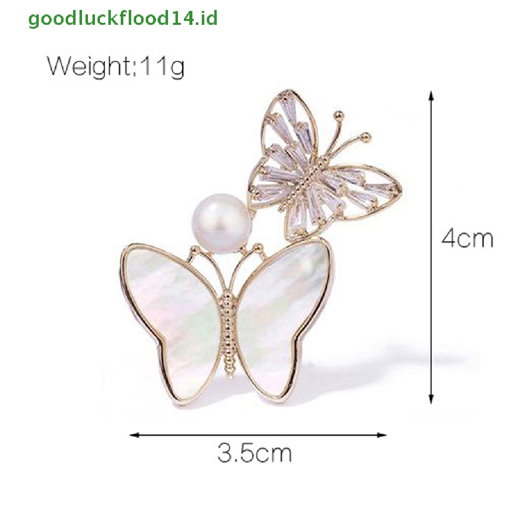 [GOOGFOUR] Cubic Zircon Double Butterfly Bros Wanita Mutiara Serangga Bros Hadiah Dekorasi [TOP]