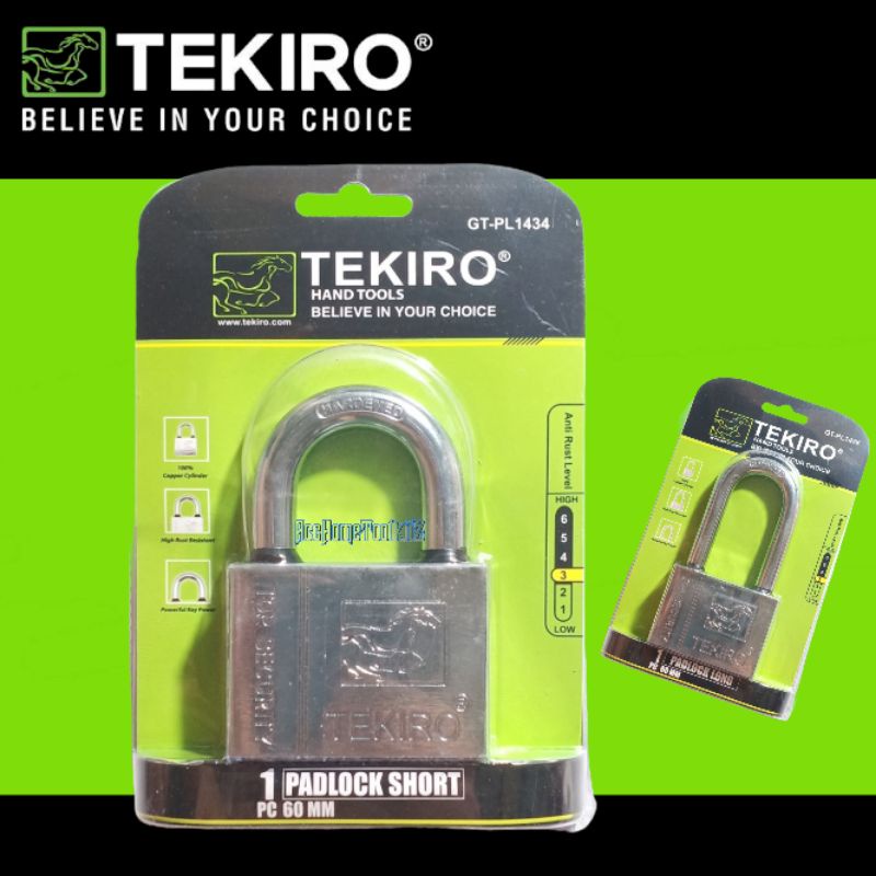 TEKIRO Gembok Putih 40 50 60 70 Leher Pendek Panjang Padlock  Kunci Pagar Sepeda Motor Mobil Pintu Kuat Anti Maling Anti Rust