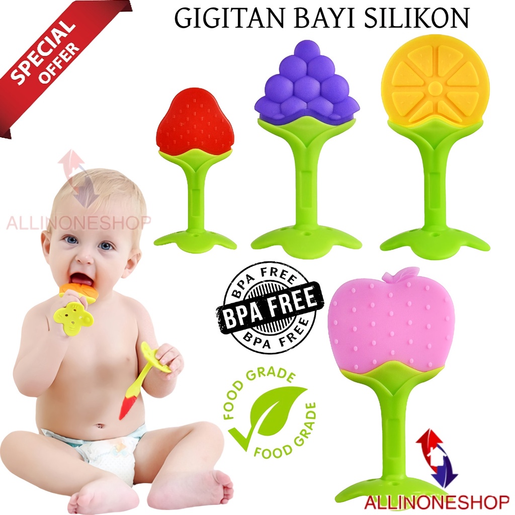 GIGITAN BAYI SILIKON BENTUK BUAH / TEETHER BUAH BAYI BPA FREE MAINAN GIGITAN BAYI BUAH SILIKON