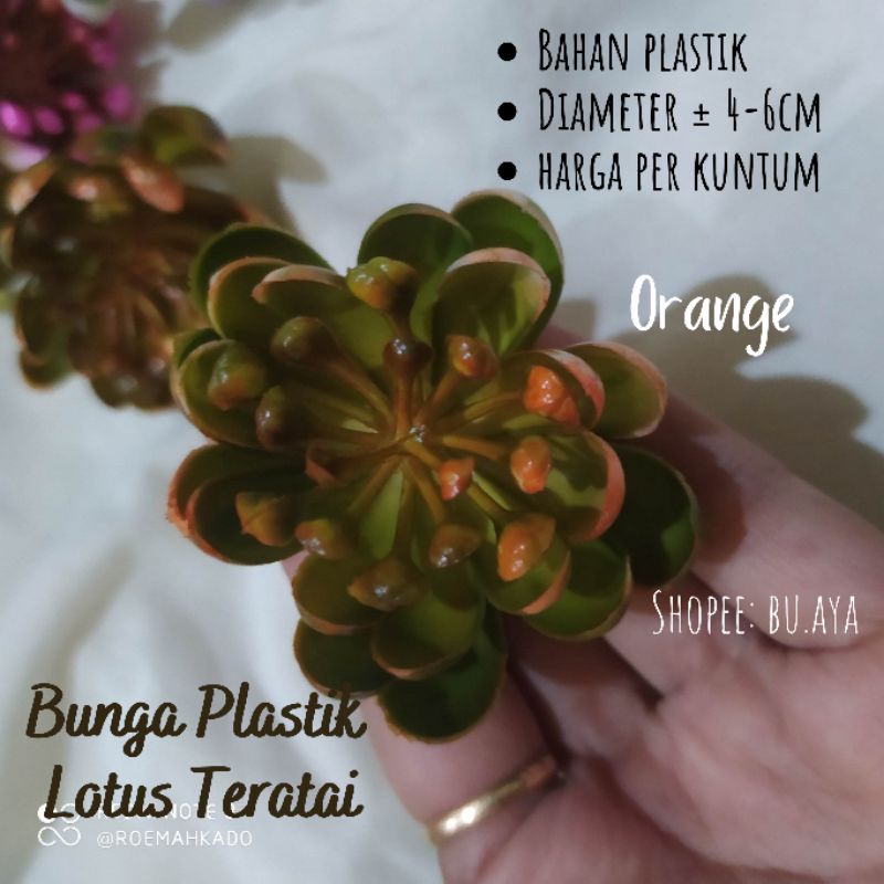 3pcs Bunga Lotus Teratai Kuntum Bunga Plastik