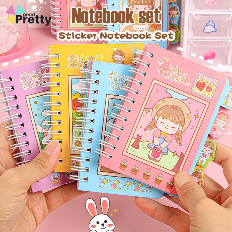 Buku Catatan Lucu Siswa Scrapbook Coil  Buku Portabel  Dengan Stiker Di Dalamnya - PD