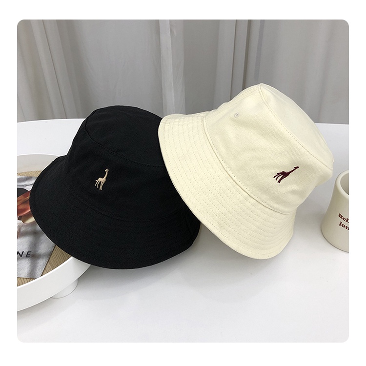 HATSAVENUE-218 Bucket Hat Unisex Simple Motif Bordir Giraffe Untuk Musim Panas