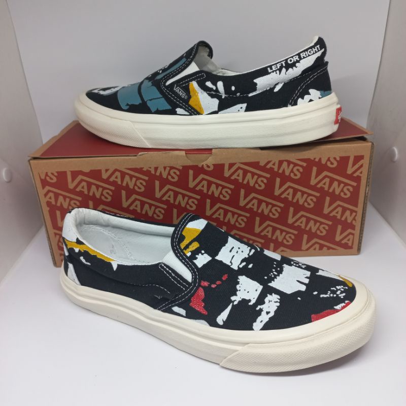 sepatu vans slip on pria dan wanita motif abstrak left or right import