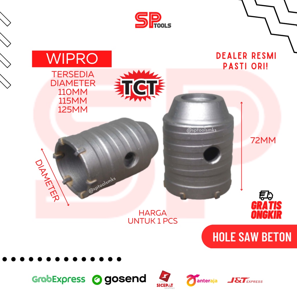 MATA HOLE SAW / HOLESAW PELUBANG BETON TEMBOK 110MM 115MM 125MM WIPRO
