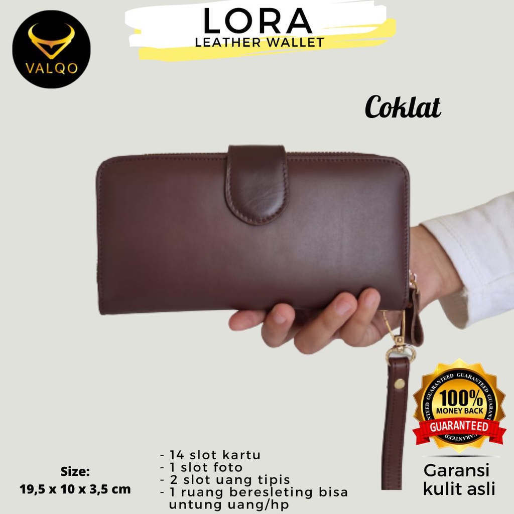 [VALQO] LORA Dompet Kulit Sapi Dompet Wanita Dompet HP 6,7 inch Polos dan Batik