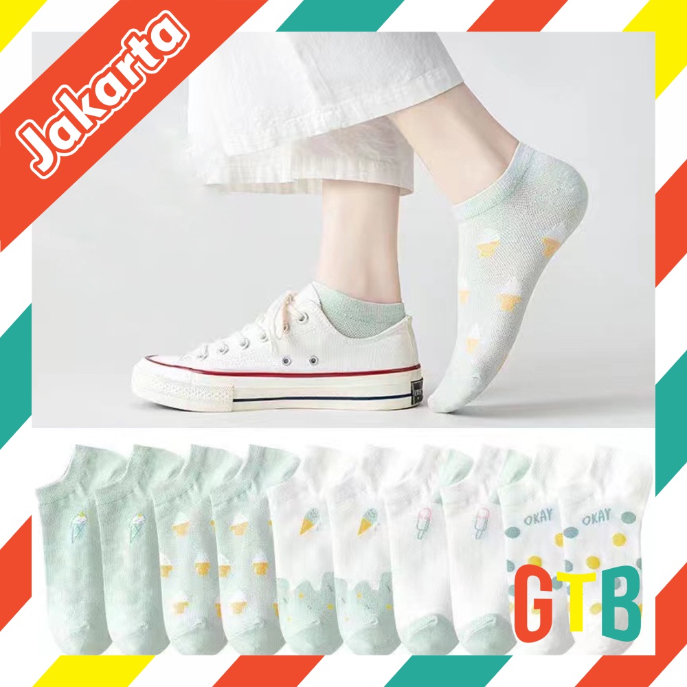 GTB Kaos Kaki Wanita Motif Ice Cream Kaoskaki Fashion Korea Women Sock Import KK028