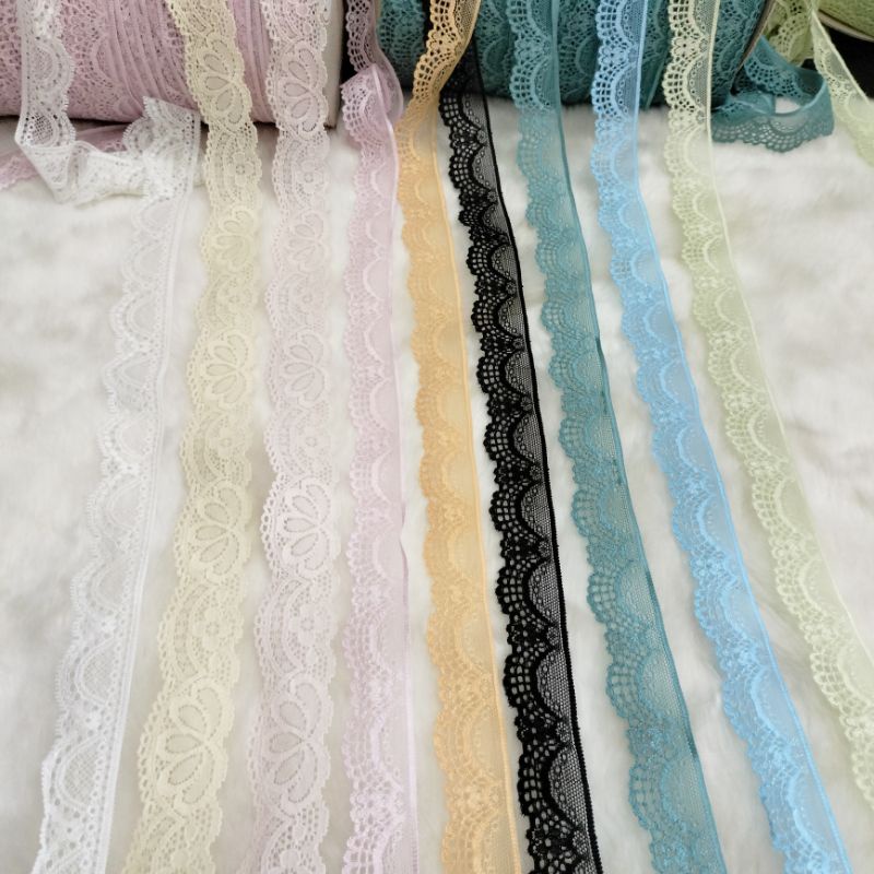 Jual renda Stretch renda elastis harga permeter 100cm | Shopee Indonesia
