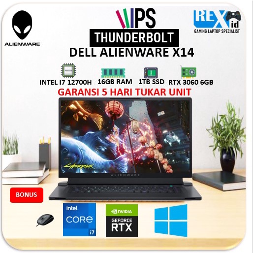 DELL ALIENWARE X14 R1 THUNDERBOLT RTX 3060 6GB I7 12700H 1TBSSD 16GB 144HZ LUNAR