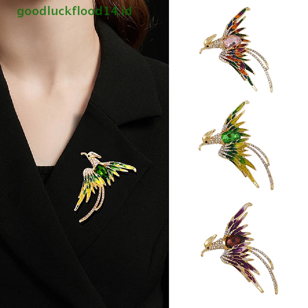 [GOOGFOUR] 1 Pcs Kristal Phoenix Burung Bros Untuk Wanita Pria Enamel Warna-Warni Burung Bros Pakaian Syal Klip Kerah Manset Pin Berlian Imitasi Bros Hadiah [TOP]