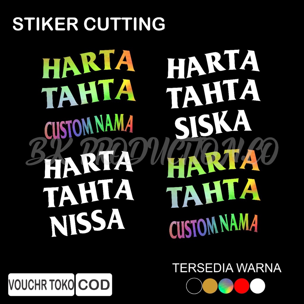 

stiker hologram harta tahta, sticker kekinian custom nama, hologram cutting