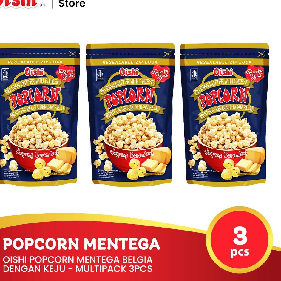 

ids9S3e Oishi Popcorn Mentega Belgia dengan Keju - Multipack 3pcs