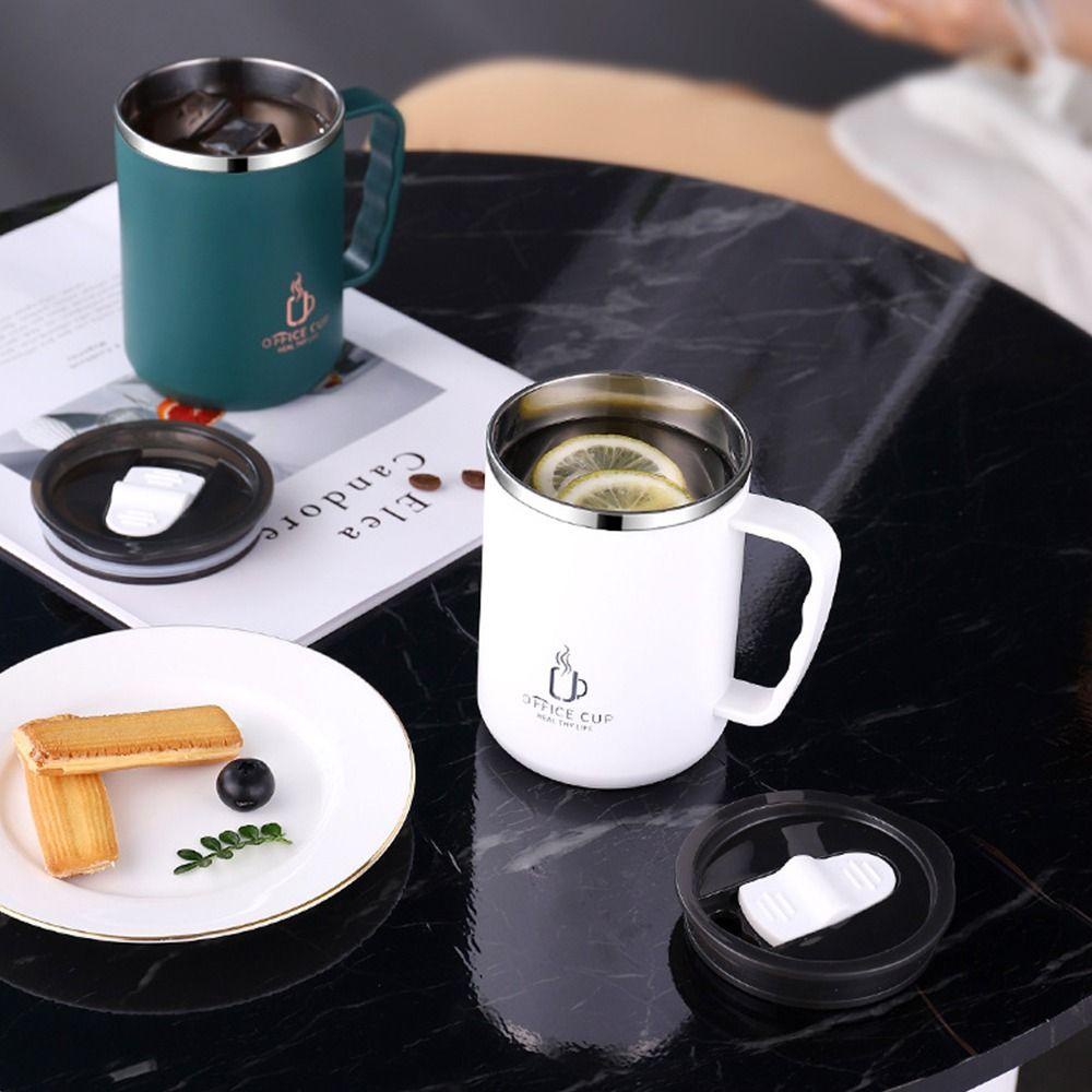 Solighter Mug Kopi Anti Bocor Stainless Steel Dengan Gagang Dan Tutup Travelling Cup