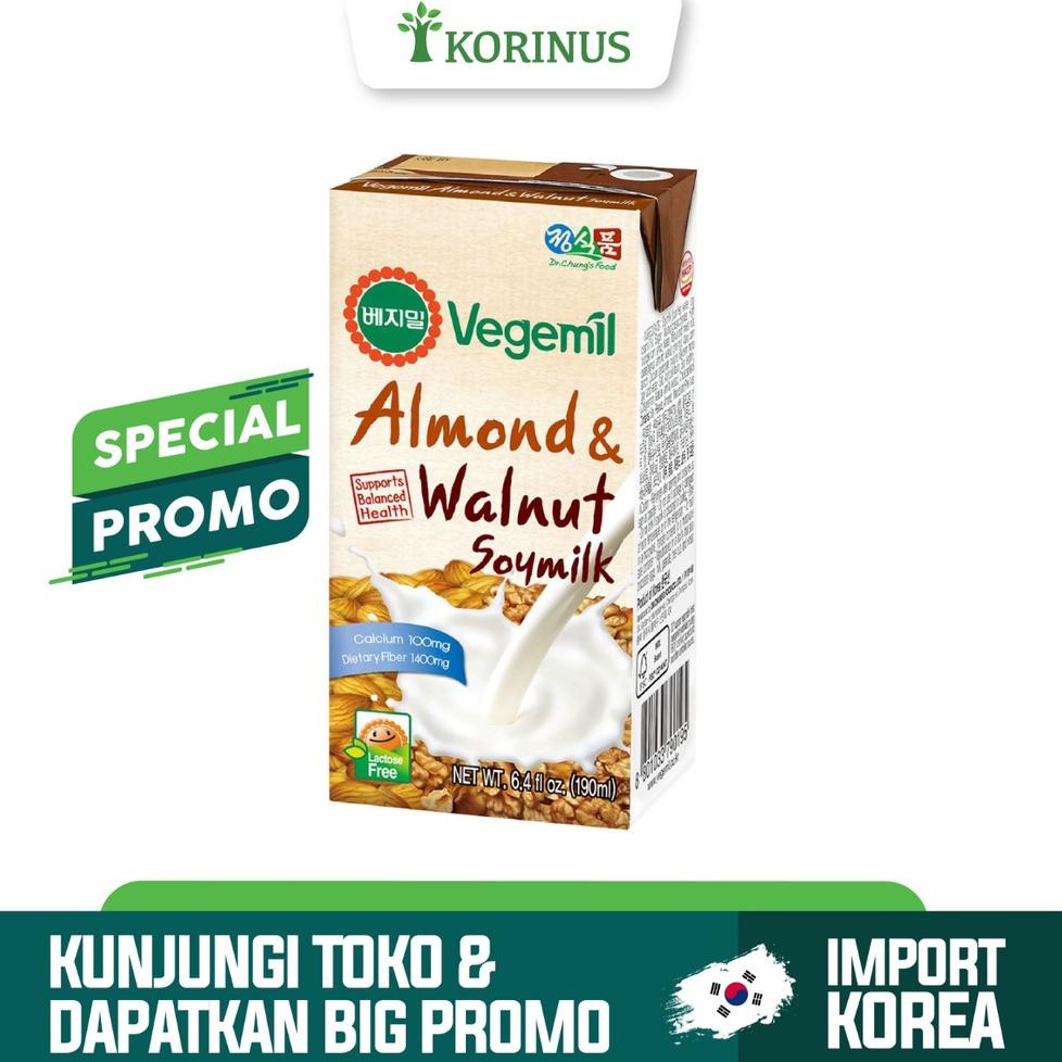 

Kekinian.. Vegemil Almond & Walnut Soymilk 190ml / Korean Soy Milk 49