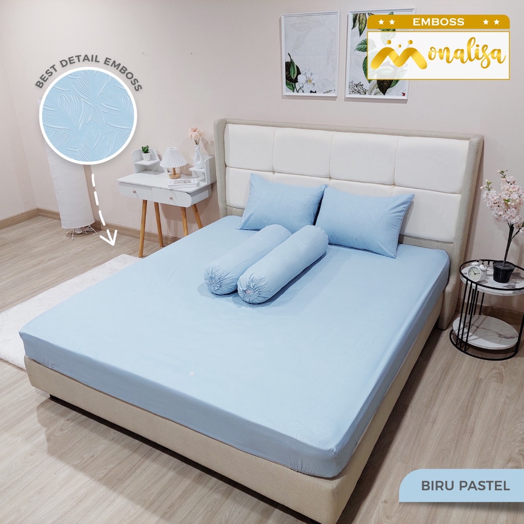 Monalisa Emboss Sprei Uk 160/180 - Biru Pastel