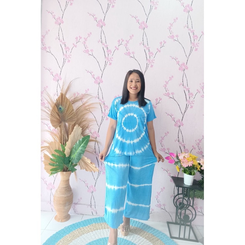 One Set Tie dye Wanita Jumbo XXL Jersey / Setelan Tie dye Panjang Wanita Murah / Pajamas Tie dye Set