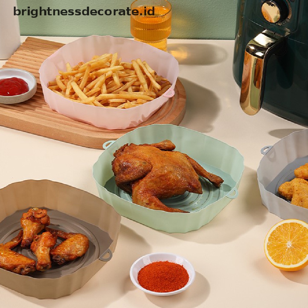 [Birth] 21 cm Air Fryers Oven Baking Tray Fried Chicken Basket Mat AirFryer Silikon Pot Bulat Pengganti Grill Pan Aksesoris [ID]