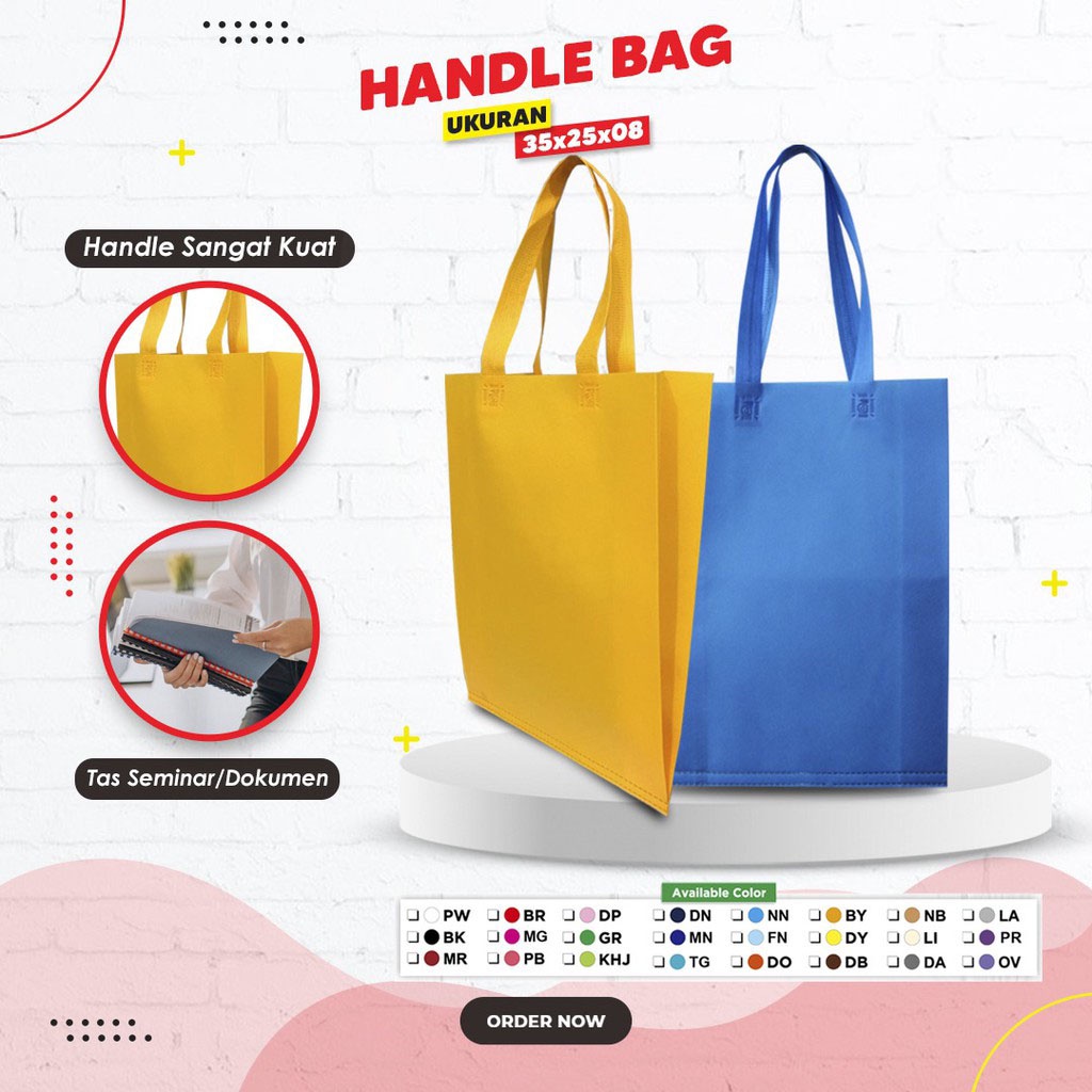 

BKN Tas Goodiebag Spunbond HSH 35x25x8 Press Lipat Samping | Tas Souvenir | Tas Event | Tas Promosi | Tas Packaging