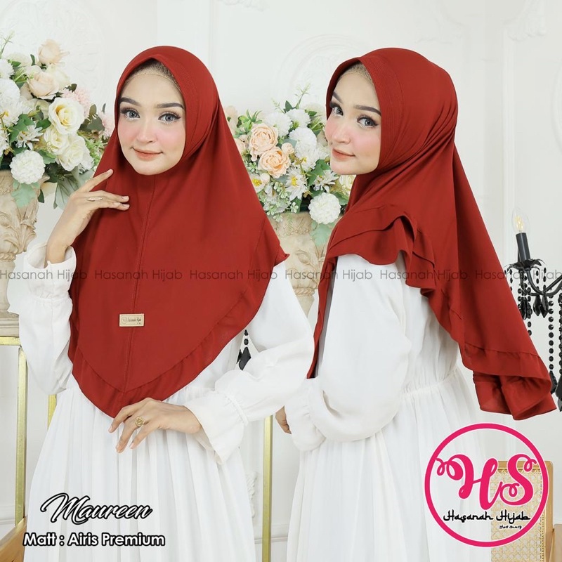 hijab jilbab bergo Hasanah Maureen instan bahan jersey airis stella wanita muslimah syari ukuran sta