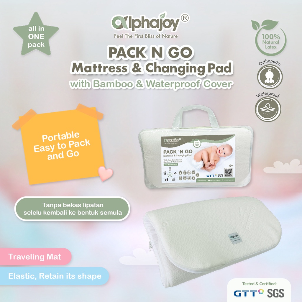 ALPHAJOY PACK N GO MATTRESS &amp; CHANGING PAD LATEX WATERPROOF