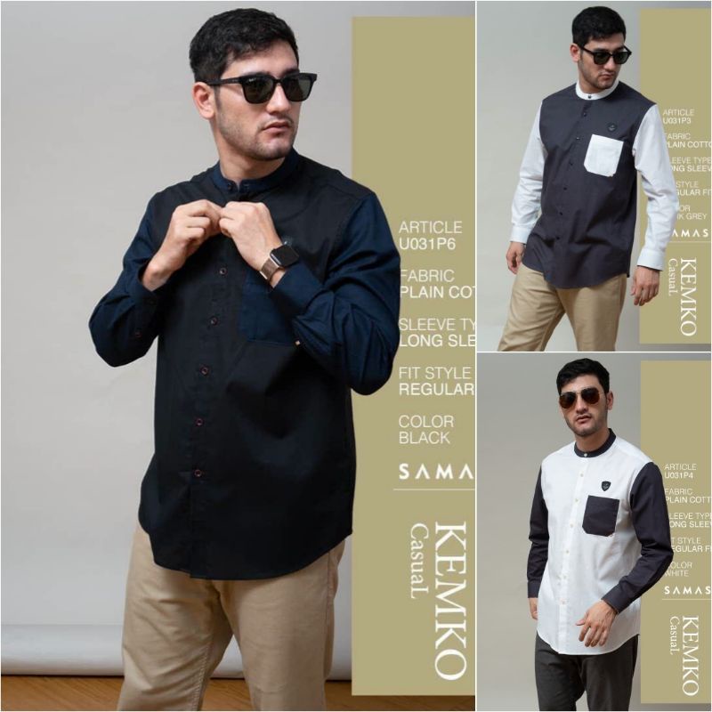 Samase Kemko Casual U031P Kemeja Koko Lengan Panjang