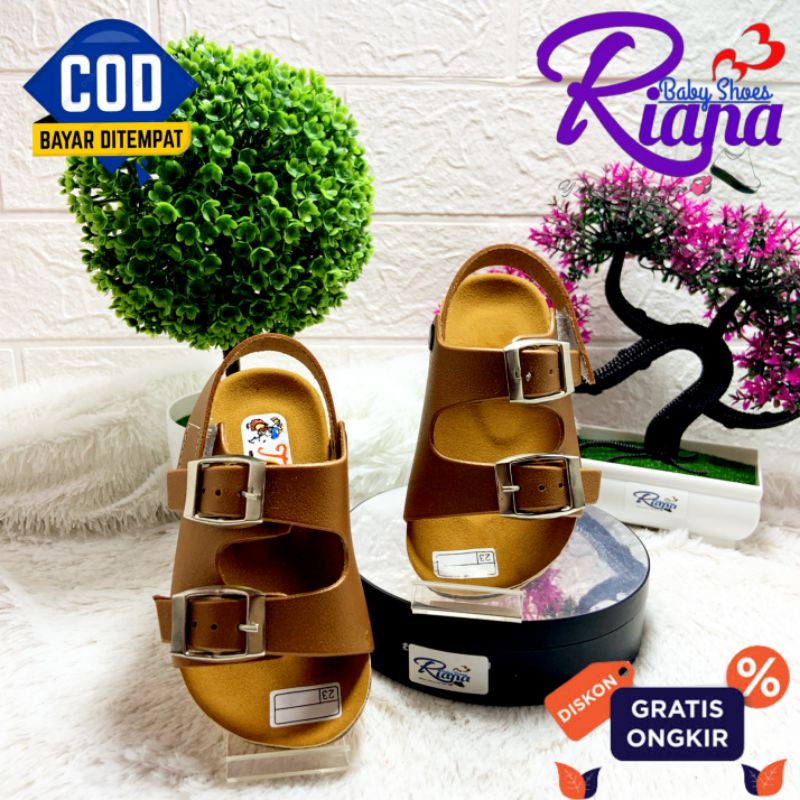 BA51 Sandal Anak Birken kulit sintetis Leather premium tebal Gesper Ban Dua murah terbaru Usia 10-30 Bulan