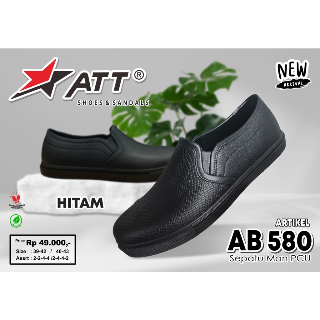 Sepatu Slip On Pria ATT AB 580 Karet Anti Air motif sisik 39-43