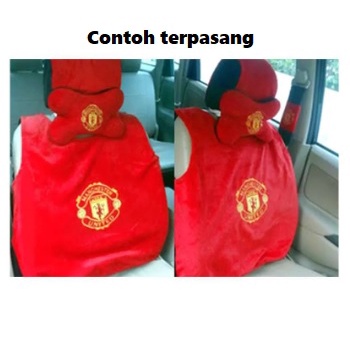 Bantal Sarung jok mobil MU Merah 5in1