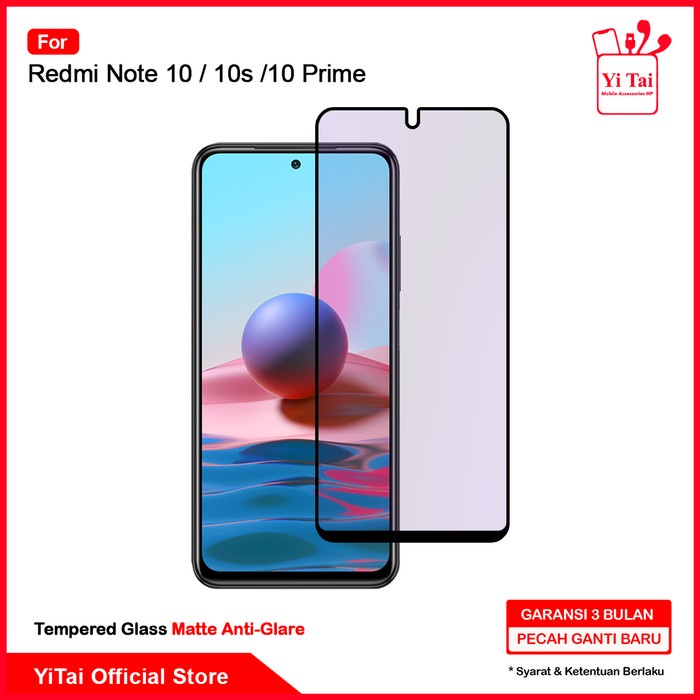 YI TAI Tempered Glass Anti Glare Xiaomi Redmi Note 10 10s 10 Prime