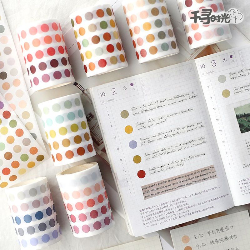 

sharing 50pcs dot 8mm Sticker dots reward Selotip Washi tape stiker bulat deco journal bujo Scrapbook Diary paper kertas jepang journalling