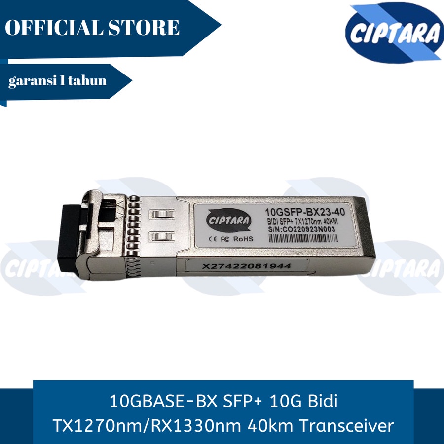 10GBASE-BX SFP+ 10G Bidi TX1270nm/RX1330nm 40km Transceiver