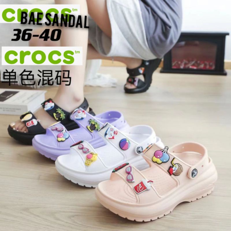 Crocs wanita / Crocs Bae sandal Slide lengkap jibitz / Crocs bae sandal jibitz balon