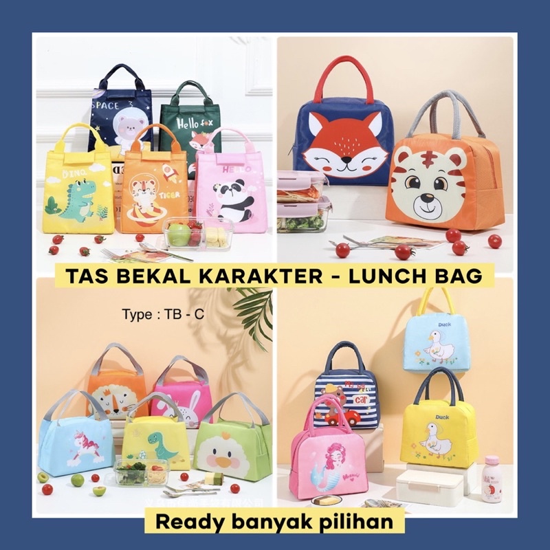 Part 2 - LUNCH BAG TAS BEKAL ALUMUNIUM TAS BENTO Cooler Bag Animal Karakter Kartun Tas Aluminium