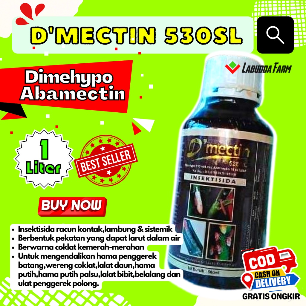 Insektisida D'mectin 530SL 1 Liter - Insektisida Abamektin Obat Pertanian Dimectin Ampuh Basmi Hama 