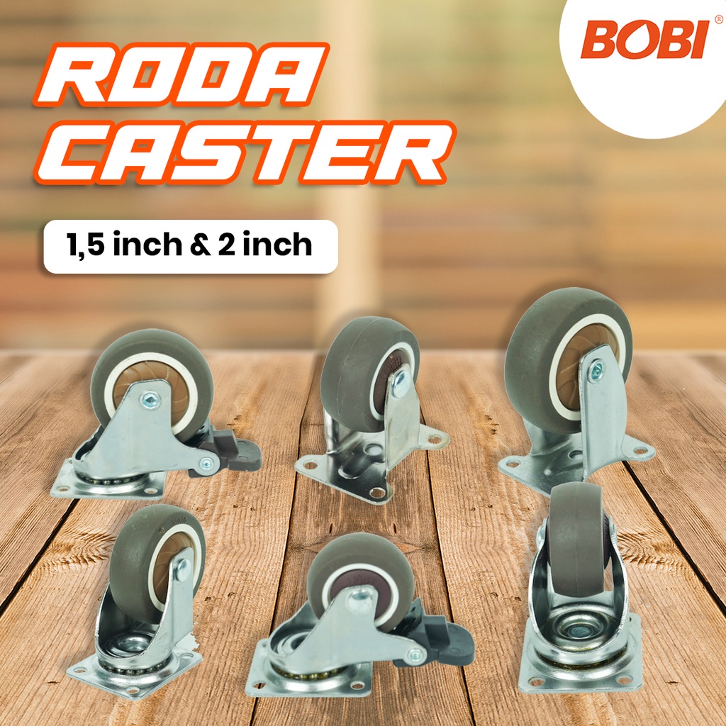 Roda Caster PVC NYLON // Roda Etalase Lemari 1,5 inch // Roda Serbaguna BOBI - Warna Random