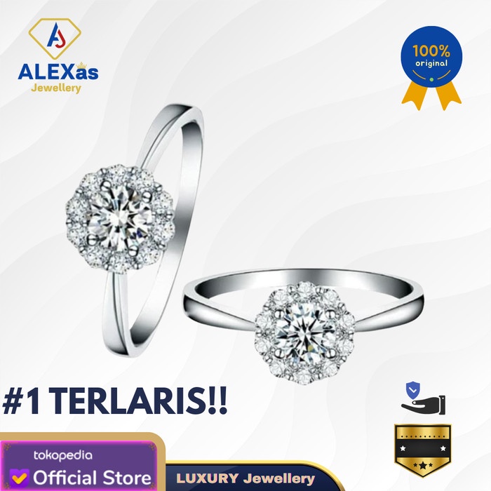 cincin tunangan/nikah berlian eropa natural diamond original emas 75%