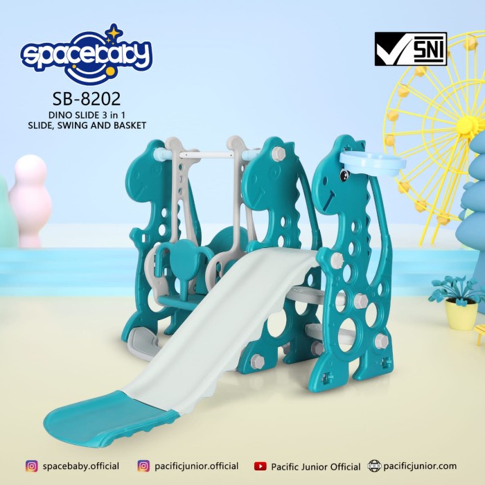 Bayi Mainan Anak Prosotan Dan Ayunan Spacebaby Sb 8202 Dino Slide 3 In 1