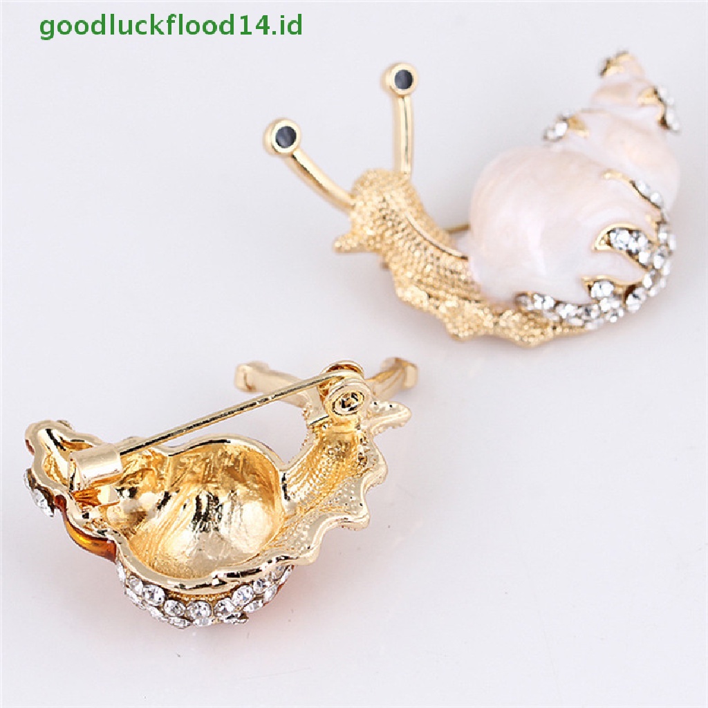 [GOOGFOUR] Enamel Siput Bros Pin Berlian Imitasi Kristal Kerah Hewan Bros Perhiasan Hadiah [TOP]