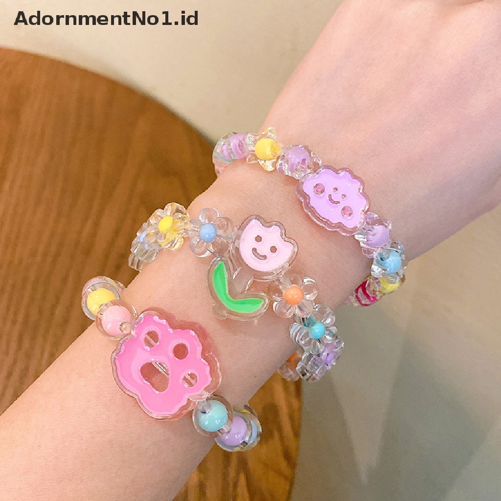 [AdornmentNo1] Kartun Anak-Anak Gelang Jelly Warna Manik-Manik Gelang Gadis Lucu Gelang Mahasiswa Perhiasan Gelang Perhiasan [ID]