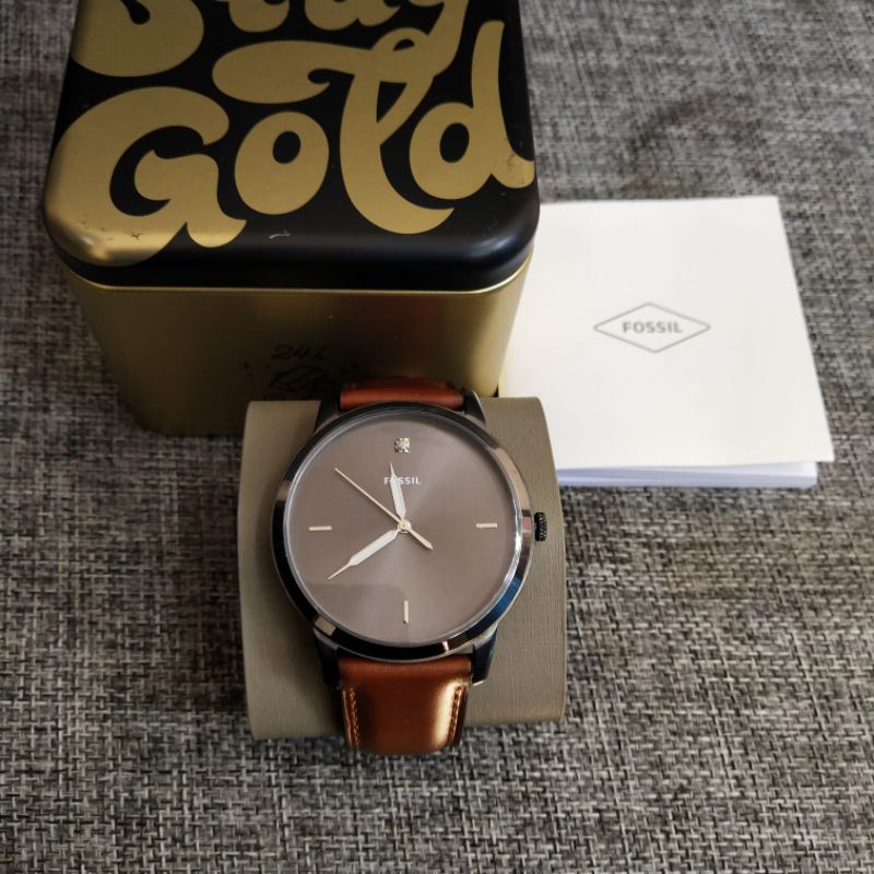 Fossil FS5479 Jam Tangan ORIGINAL Minimalist Carbon Series Leather
